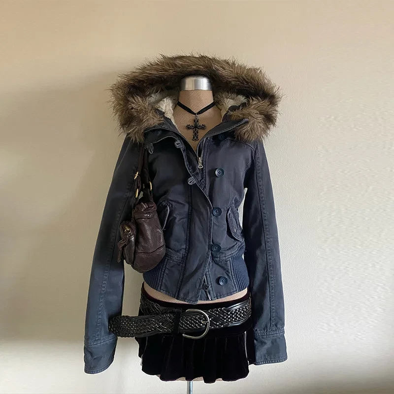 Vintage Faux Fur Campus Coat