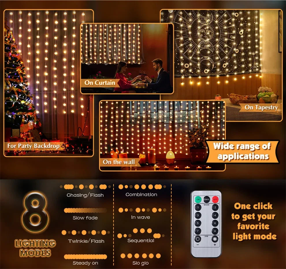 LED Fairy String Curtain Lights